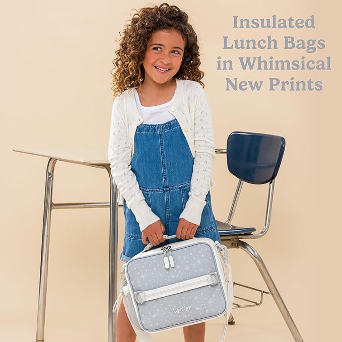 Bentgo Kids Lunch Bag (Whimsy & Wonder Collection) - Durable, Double-Insulated Lunch Bag for Kids 3+; Holds Lunch Box/Water Bottle/Snacks; Water-Resistant Fabric & Zip Pockets (Starry Sprinkle)