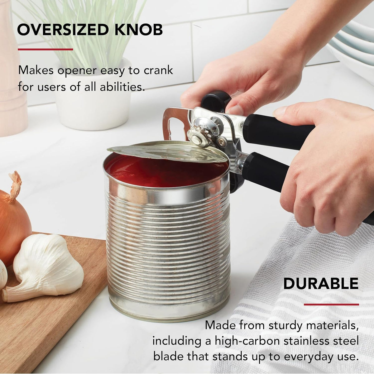 KitchenAid Classic Multifunction Can Opener and Bottle Opener Easy to Use, Razor Sharp Stainless Steel Cutting Wheel, Soft Ergonomic Handles, Soft Black