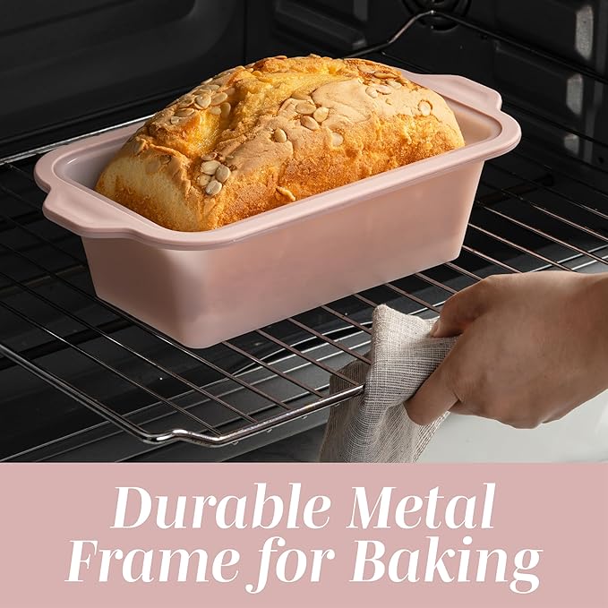 COOK WITH COLOR 17 Pc. Silicone Baking Pan Set - Non-Stick & Easy Clean Silicone Muffin Pans for Baking with Sturdy Metal Frame for Stability, Flexible Cake Molds, Includes Measuring Cups and Spoons