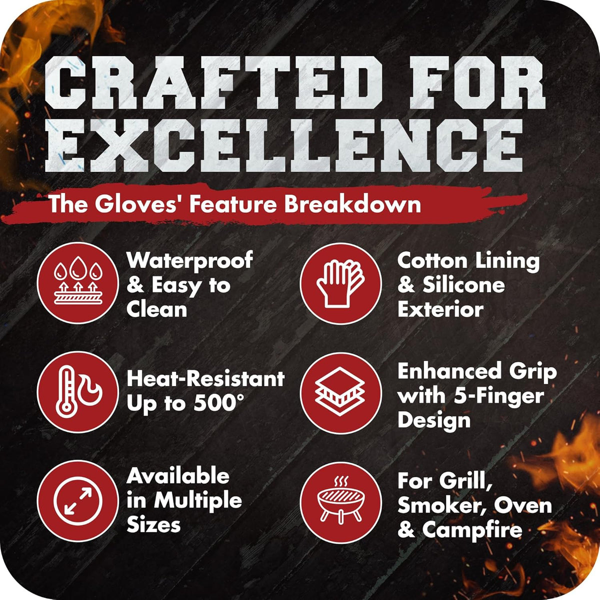 KITCHEN PERFECTION XL Silicone Smoker Oven Gloves-Extreme Heat Resistant BBQ Gloves-Handle Hot Food Right on Your Grill Fryer&Pit|Waterproof Grilling Cooking Baking Mitts|Superior Value Set+3 Bonuses