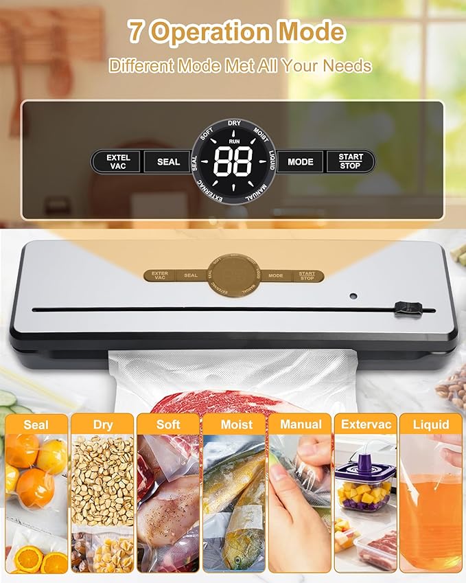 Vacuum Sealer Machine,Compact Vacuum Sealer for Food, Powerful Portable Handheld Food Sealer with Auto-Stop, 7X Freshness Lock Vacuum Machine for Home, Supermarket, Restaurant