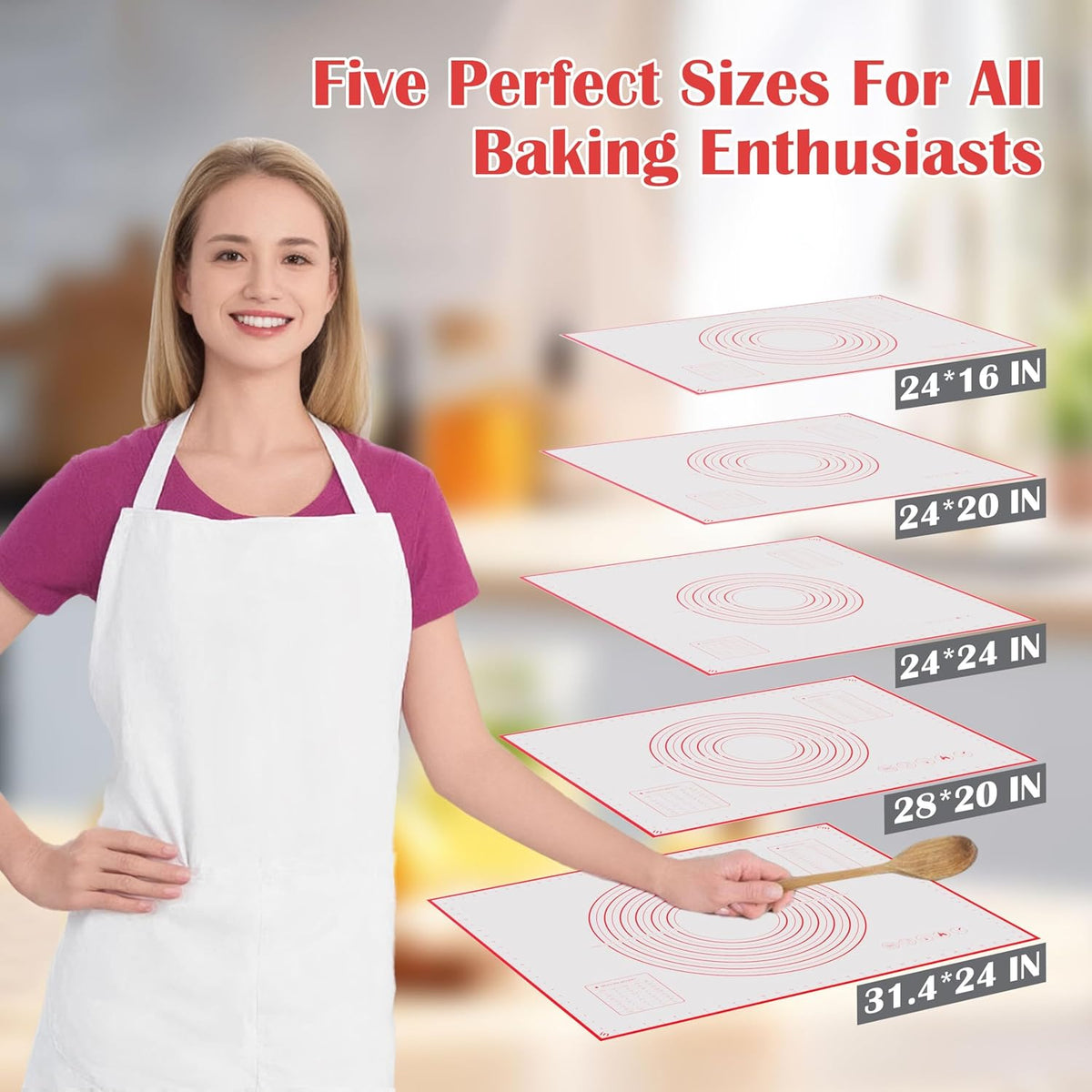 BlueBark 2 PCS - 24"L x 16"W Non-stick Silicone Baking Mat for Pastry & Dough, Sourdough Bread Making Tools, Kitchen Counter, Cooking Enthusiasts