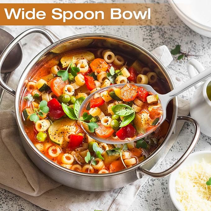 Extra Large Serving Spoons Set 11.7-Inch Serving Slotted Spoon and Serving Spoon 18/8 Stainless Steel Big Serving Utensil for Buffet, Parties, Catering - Dishwasher Safe(2-Pack, Silver)
