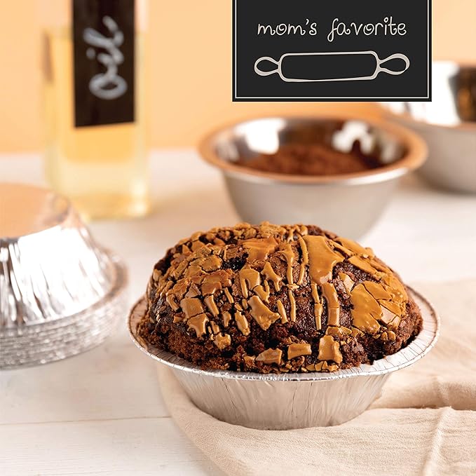 PLASTICPRO 6'' Inch Round Tin Foil Cake Pans Disposable Aluminum, Freezer & Oven Safe - For Baking, Cooking, Storage, Roasting, & Reheating, Pack of 20