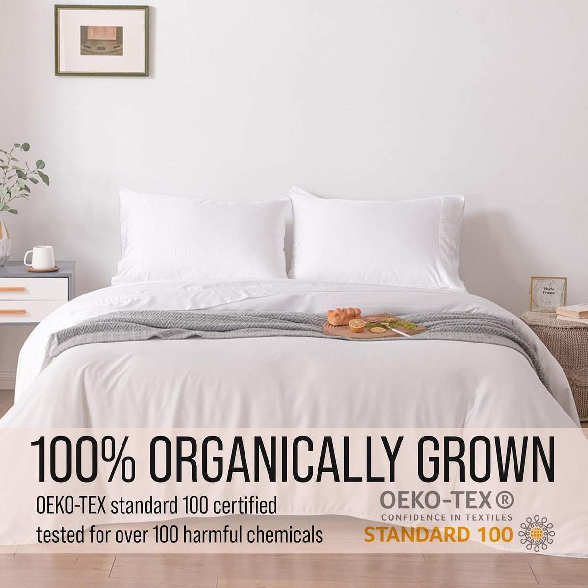 Bella Coterie Luxury Bamboo Viscose Full Size Sheet Set | 100% Organically Grown | Ultra Soft | Cooling for Hot Sleepers | 18" Deep Pocket [White]
