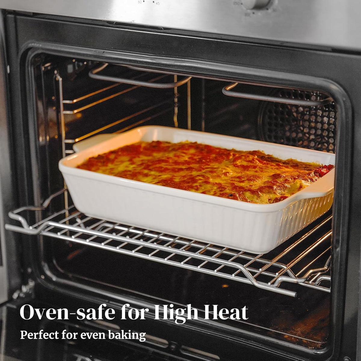 DOWAN Casserole Dishes for Oven, Baking Dishes Set, Ceramic Bakeware Sets of 3, Lasagna Pan Deep, Rectangular Baking Pan Set with Handles for Baking, Casserole, Kitchen, Wedding Gift, Soft White (15.6''/12.2''/8.9'')