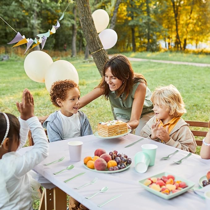 300 Pieces Sage Green Plastic Silverware Heavy Duty Plastic Cutlery Set Heavyweight Disposable Flatware Includes Spoons Forks Knifes for Birthday Party Prom Night Wedding Dinner