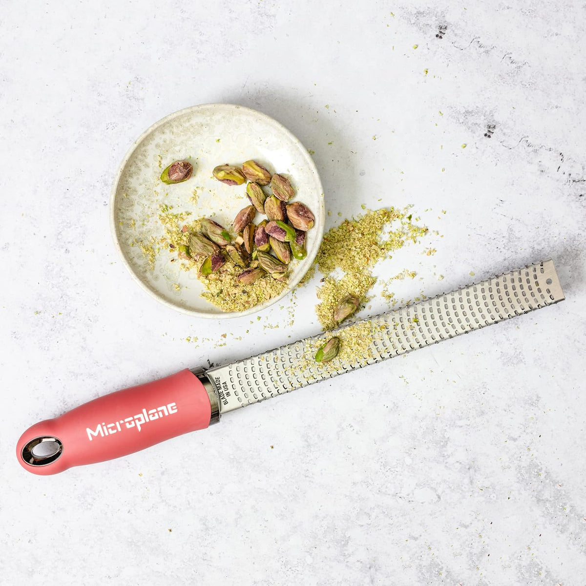 Premium Classic Series Zester - Lipstick Pink | Lemon Zester tool, Hard Cheese & Vegetable Grater | For Citrus, Parmesan Cheese, Garlic, Ginger, Nutmeg | Fine Stainless Steel Blade, Made in USA
