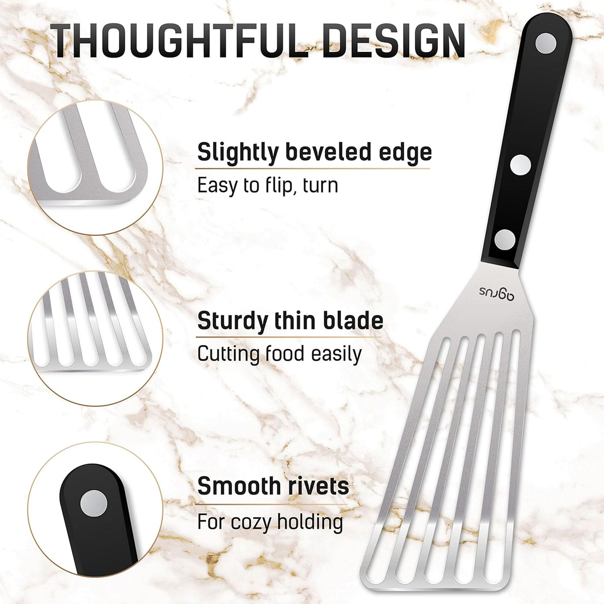 Fish Spatula Stainless Steel, Size 11 inch, Blade 6.5 inch, Plastic Handle, Flexible Metal, Angled Slotted Turner