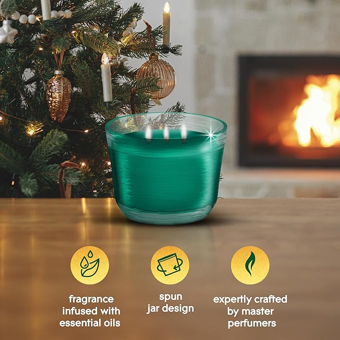 Glade 3-Wick Scented Candle Jar, Balsam & Spruce, Air Freshener Infused with Essential Oils, 6.8 Oz, 3 Count