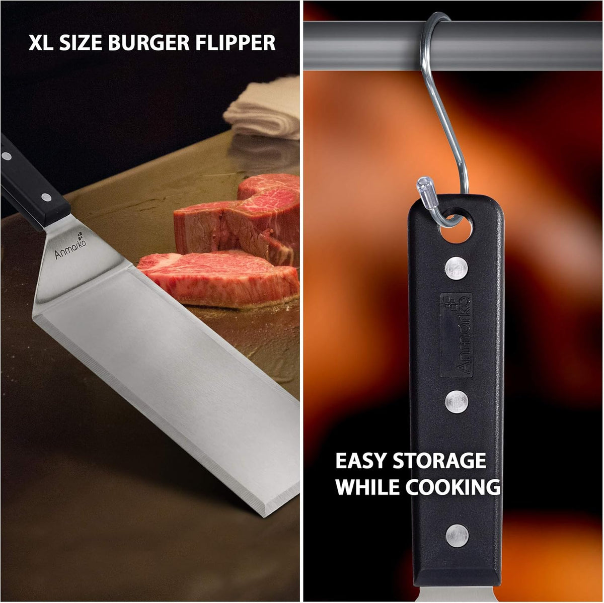 Turner 4x8 Stainless Steel Metal Griddle Spatula - Griddle Accessories 4 x 8 in Hamburger Turner Scraper - Pancake Flipper - Great for BBQ Grill and Flat Top Griddle - Commercial Grade