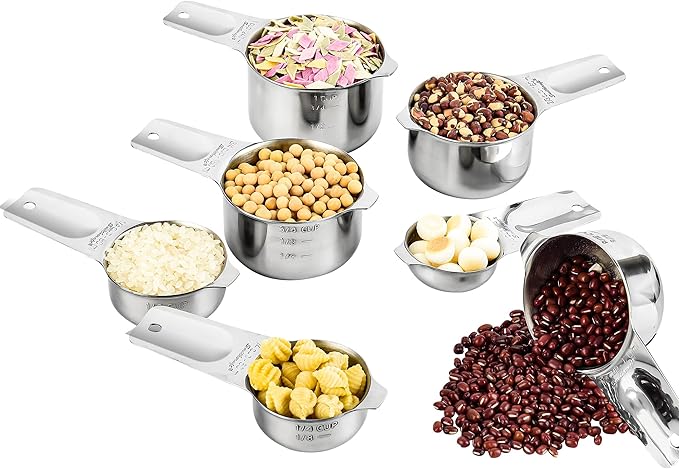 Smithcraft Measuring Cups and Spoons Set, Stainless Steel Measuring Cups Set, Dry 7 Measurer Cups 9 Measurement Spoons with Leveler & Measure Enquivalents for Kitchen & Baking Nesting Measuring Tools