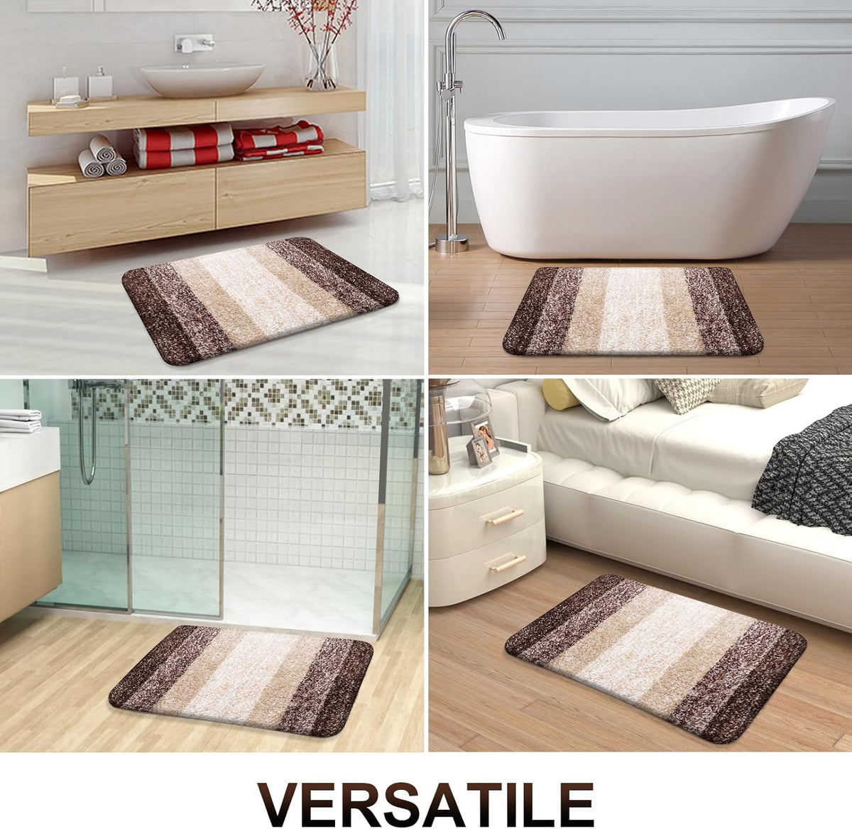 OLANLY Bathroom Runner Rugs 40x24, Extra Soft Absorbent Microfiber Bath Rugs, Rubber Backing, Quick Dry, Machine Washable Bath Mats for Bathroom Floor, Tub and Shower, Home Decor Accessories, Brown