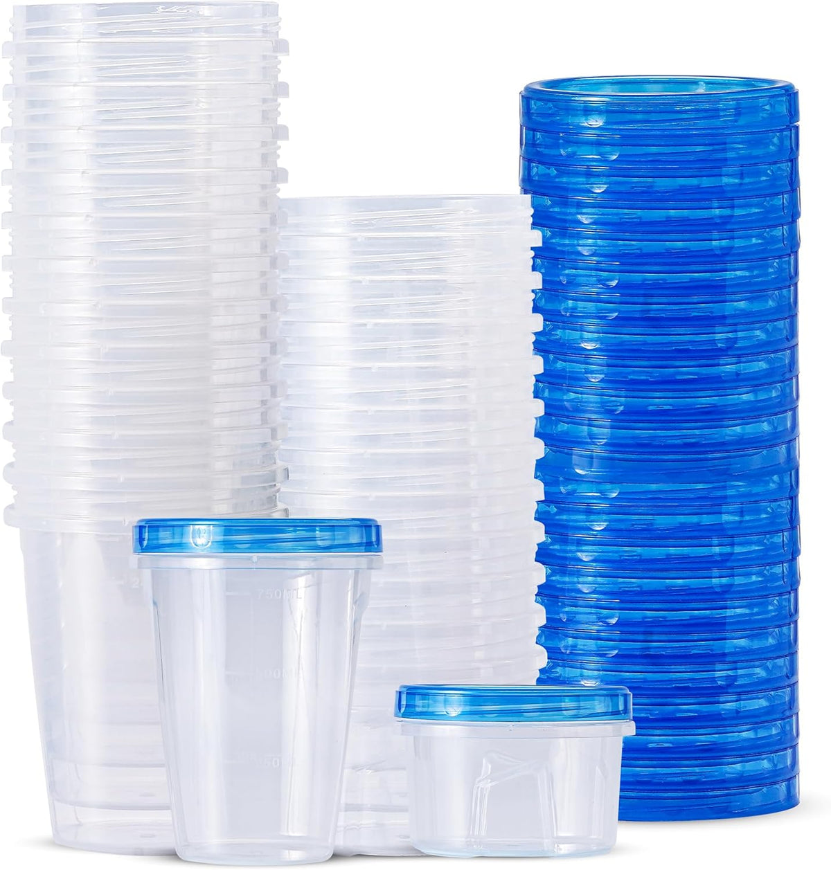 RFAQK 48 pcs Freezer Storage Containers with Lids-(32 & 16OZ) 24 Food Storage Containers with 24 Twist Top-Deli Container for Soup-Reusable Plastic Box for Lunch, Gym, Travel