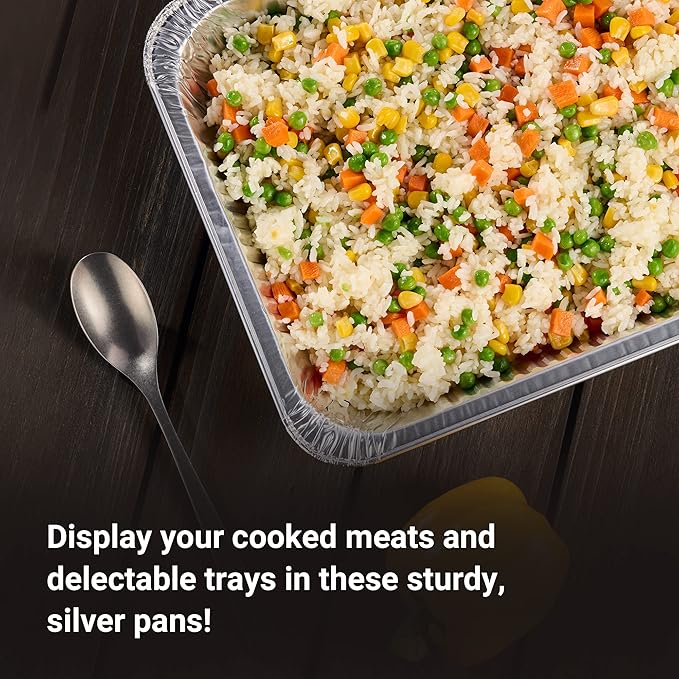 Aluminum Pans Half Size, 9X13, Extra Heavy Duty Disposable Foil Pans For Baking (30 Pack) Roasting & Chafing, Deep Tin Foil Bakeware, Steam Table Tray, Cookware, Food Prepping, Cake & Oven Pan