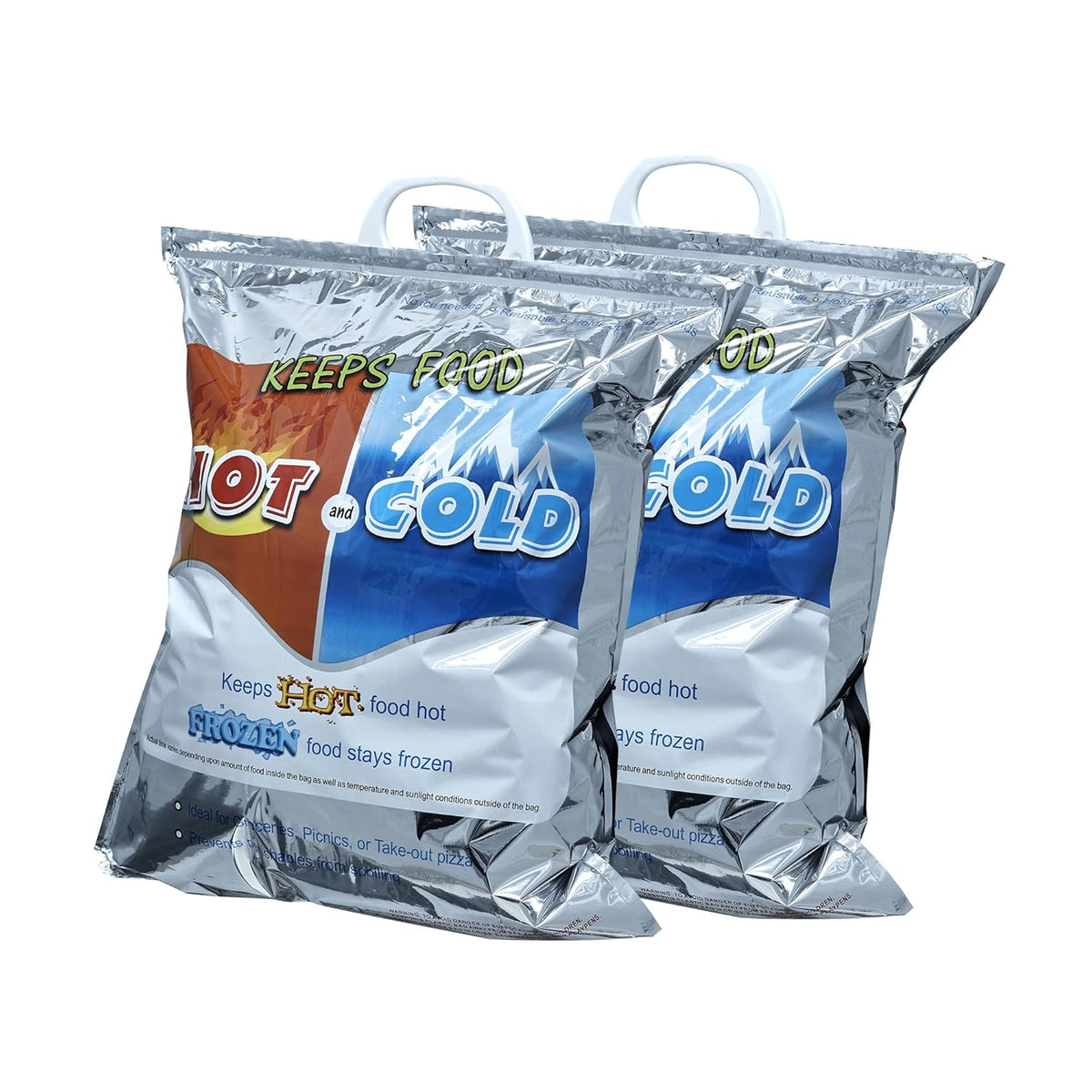 Superio Hot and Cold Insulated Bags for Food Delivery, Grocery Shopping Bags, Food Storage for Hot and Frozen Food for Travel, Disposable Cooler Bag, Reinforced Thermal Lunch Bag (2, 16"x19.25")