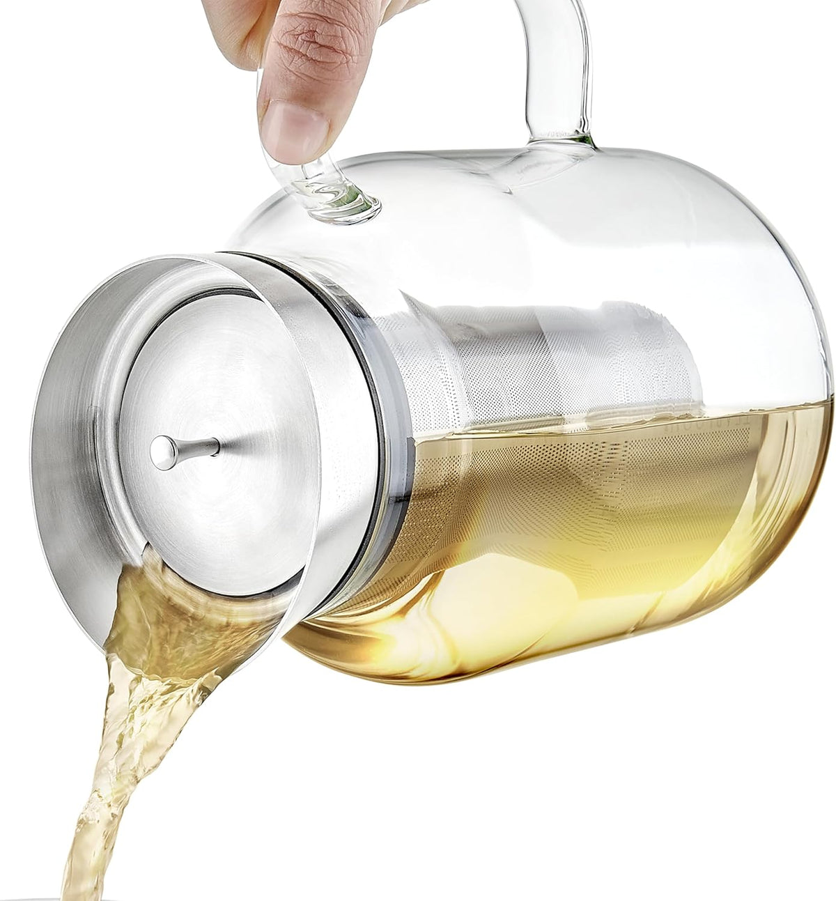 Teabloom Large Multi-Brew Borosilicate Glass Teapot + Kettle + Pitcher – Steep and Serve Hot Tea, Iced Tea, Cold Brew Tea and Fruit Infused Water – Legacy Tea Maker (51 OZ or 85 OZ)
