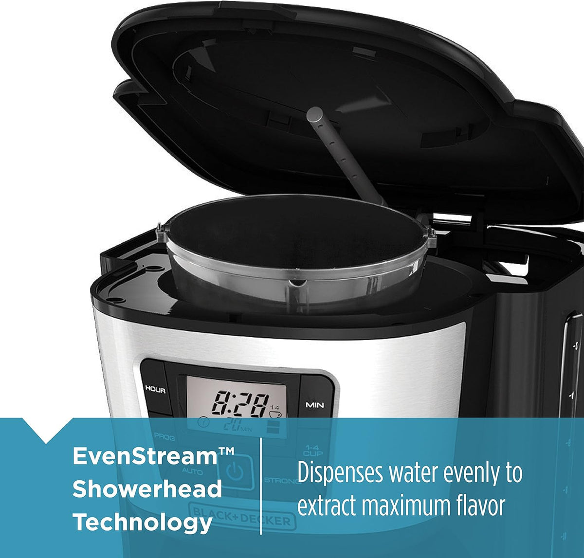 BLACK+DECKER 12-Cup Thermal Coffee Maker, Keep Coffee Hot with Insulated Stainless Steel Carafe, Digital Controls, Easy to Clean.
