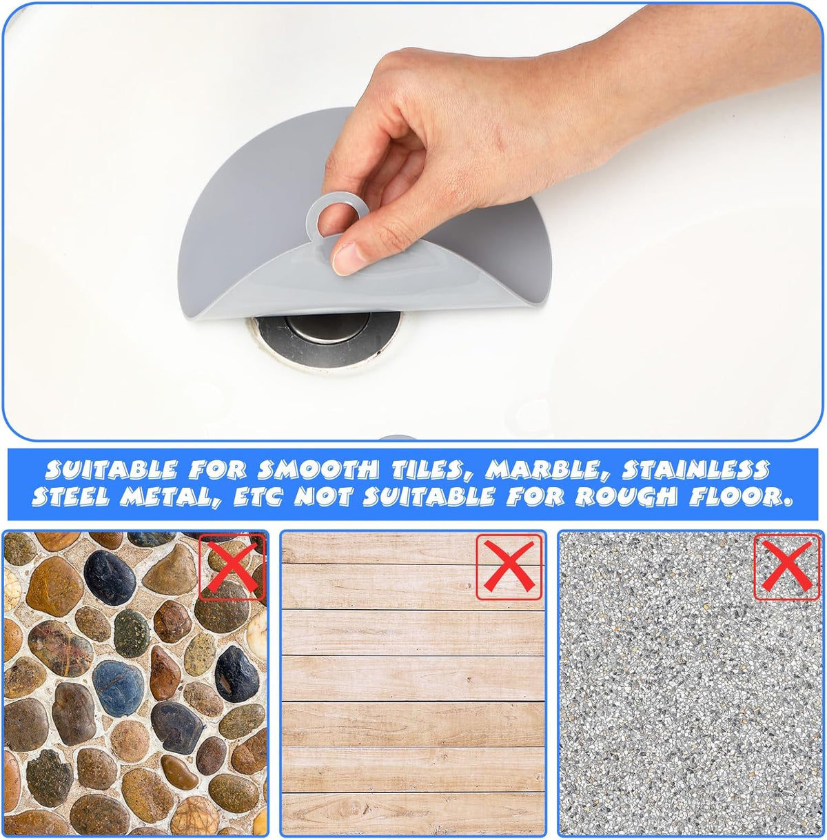 Yinkin 6 Pcs Drain Covers to Keep Bugs Out Silicone Shower Floor Tub Stoppers Bathtub Drain Stoppers Sewer Anti-Odor Mats Deodorizing Plugs for Bathroom(6 x 6 Inch,Round,Grey and White)