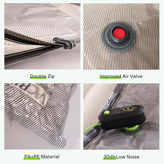 Vacuum Bags for Travel with USB Electric Pump, 15 Pack Carry-on Size Compression Packing for Luggage and Suitcase, Space Saver Bags for Clothes and Clothing Travel