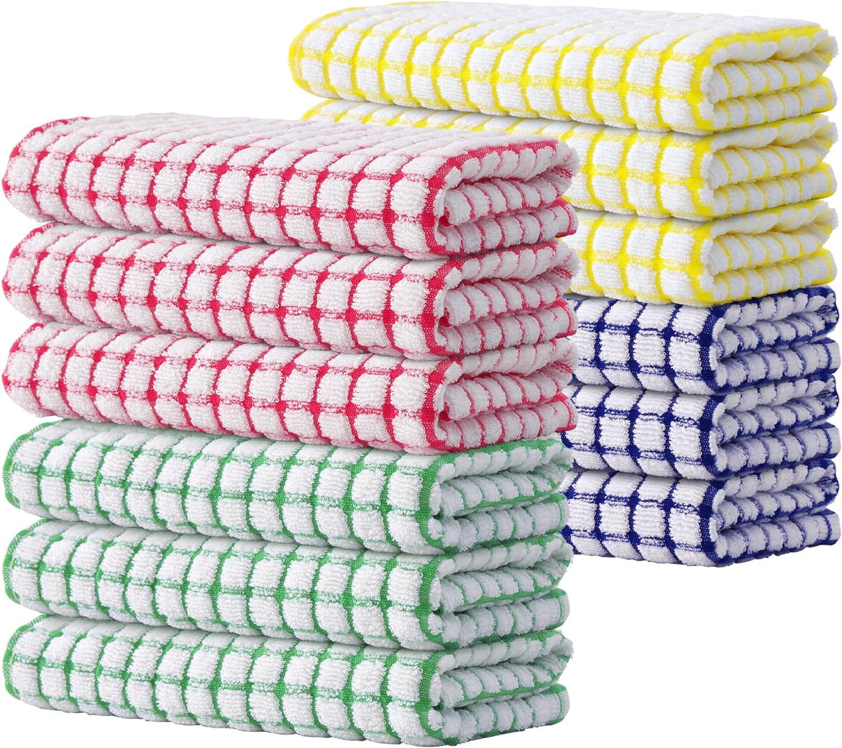 Kitinjoy Cotton 12 Pack Terry Kitchen Towels, 16 x 25 Inches Super Soft and Absorbent Dish Towels, Quick Drying Hand Towels for Kitchen Drying, Multiple Colour