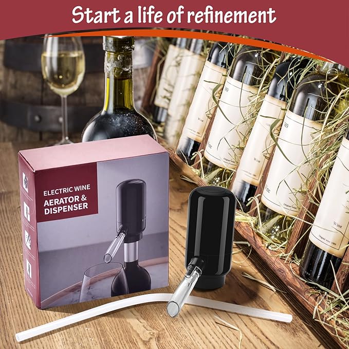Electric Wine Aerator Pourer,Portable One-Button Wine Dispenser Machine and Wine Decanter Multi-Smart Automatic Filter Wine Pourer for Red Wine,Best Wine Gifts for Women and Wine Lovers