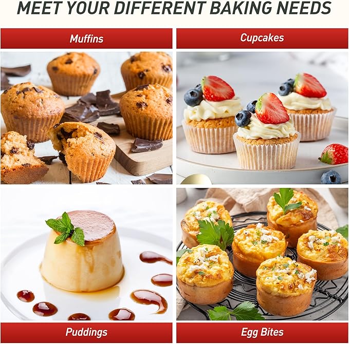 2 Pack 12 Cups Silicone Muffin Pan with Metal Reinforced Frame Regular Size Silicone Molds Cupcake Cake Baking Pans Cookie Baking Chocoflan Cupcake Mold Nonstick Muffin Tin Home Baking Supplies