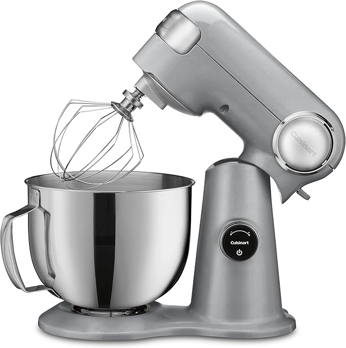 Cuisinart SMD-50BC Precision Pro 5.5-Quart Digital Stand Mixer With 12-Speeds, 3 Preprogrammed Food Prep Settings, Mixing Bowl, Whisk, Flat Mixing Paddle, Dough Hook, And Splash Guard, Silver Lining