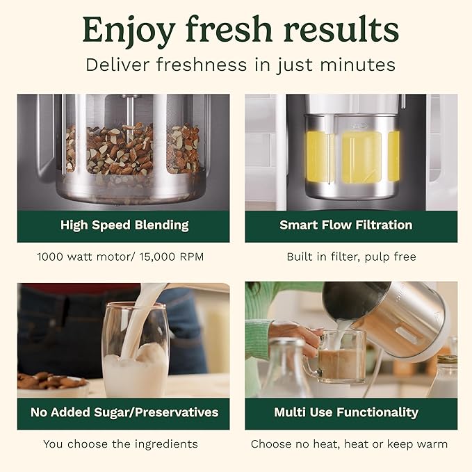 Cuisinart NutSmart 50 Oz Nut Milk Maker Machine Makes Milk in 60 Seconds, Easy to Use and Clean, Perfect for Almond Milk, Soy Milk, Oat Milk, Made with BPA Free Stainless Steel
