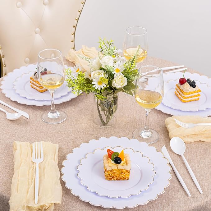 Supernal 360pcs White Plastic Silverware Heavy Duty Disposable Cutlery Set Includes White Party Knives,Plastic Forks and Spoons Suitable July 4th,Weddings & Birthday