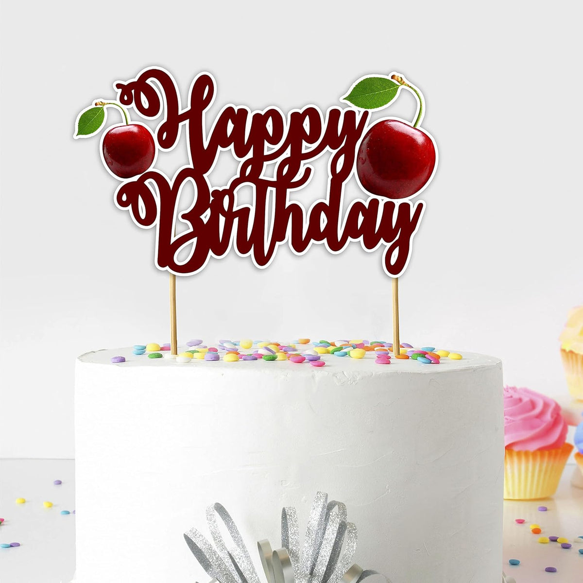 Seyal® Cherry Happy Birthday Cake Topper