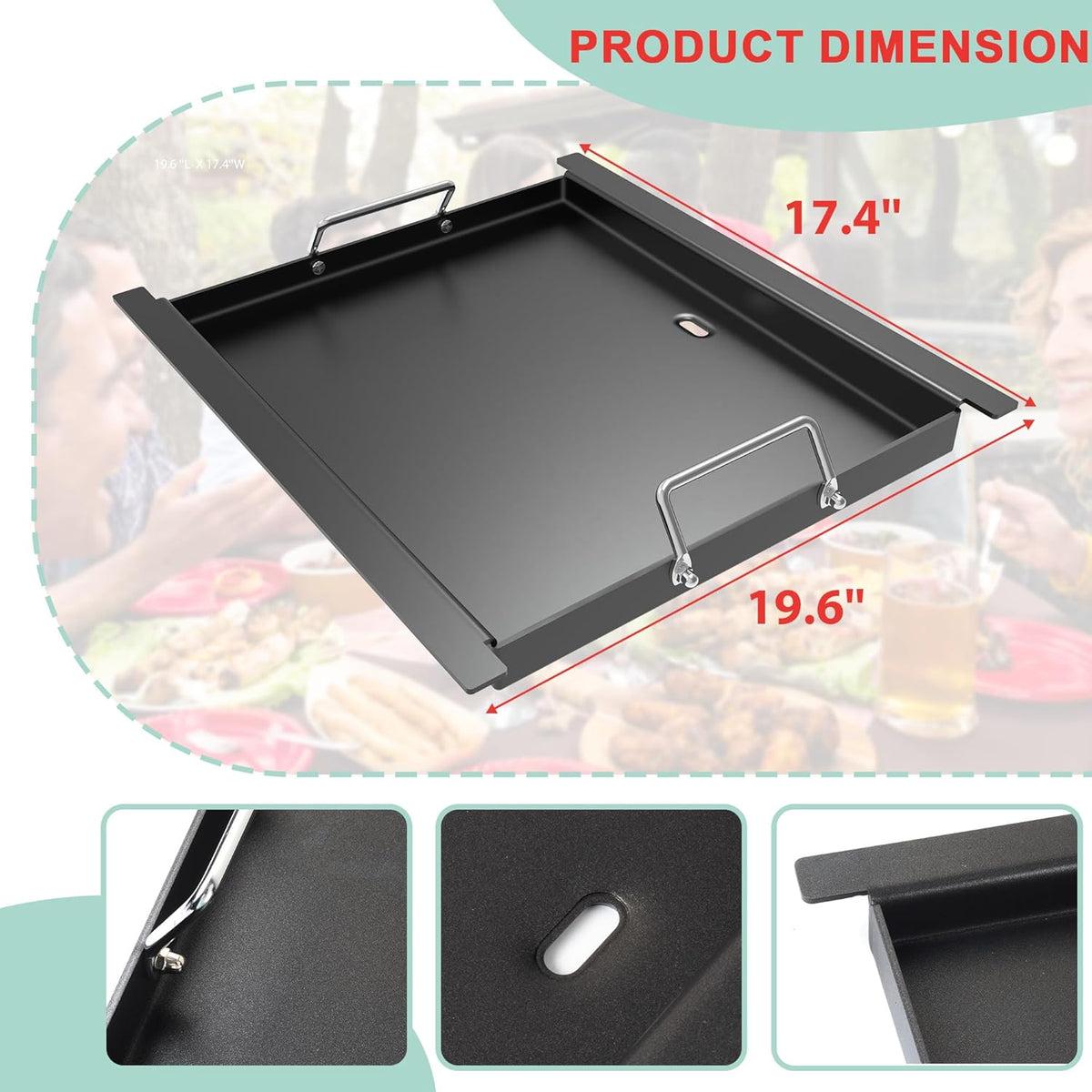 Spirit 200 Full Size Griddle Insert for Weber Spirit 200 Series Gas Grills (2016-2024) E-210 S-210 E-220 S-220 Grill Parts, 7637 Carbon Steel Flat Top Griddle Replacement for Weber Spirit I & II Parts