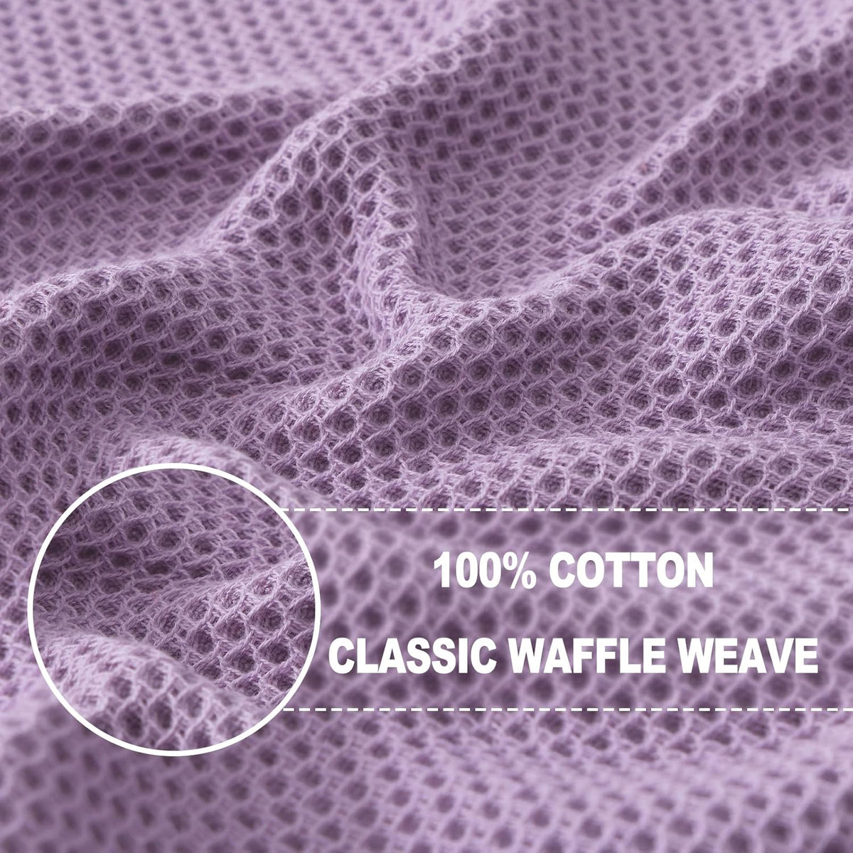 Homaxy 100% Cotton Waffle Weave Kitchen Dish Cloths, Ultra Soft Absorbent Quick Drying Dish Towels, 12 x 12 Inches, 6-Pack, Lavender