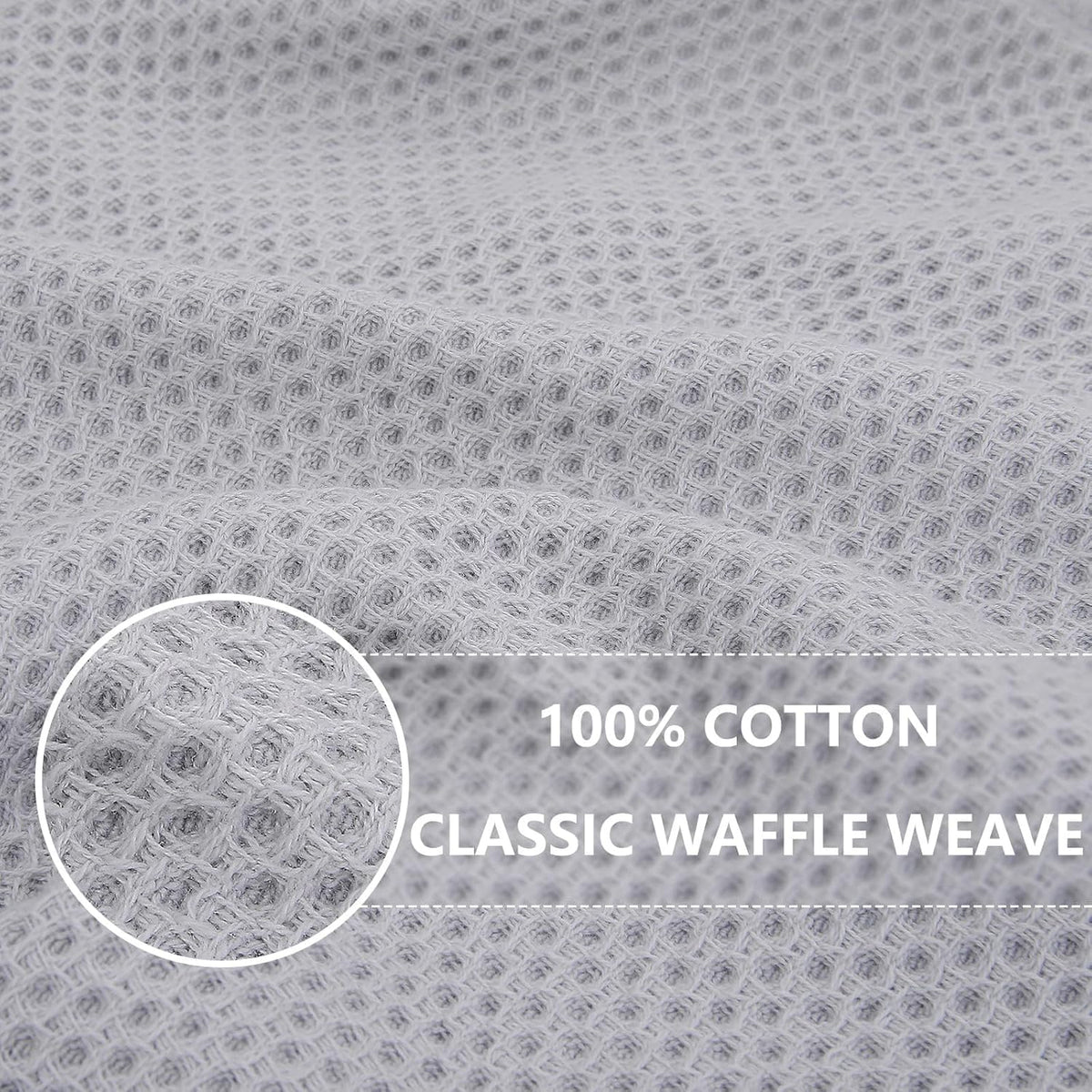 Homaxy 100% Cotton Waffle Weave Kitchen Dish Towels, Ultra Soft Absorbent Quick Drying Cleaning Towel, 13 x 28 Inches, 12-Pack, Light Gray