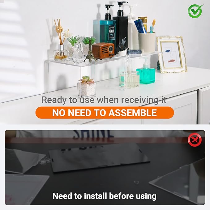 Acrylic Cabinet Organizer, Shelf Organizer, Set of 2 Spice Organization for Cabinet, Spice Rack, Stackable Kitchen Countertop Organizer | Cupboard, Pantry Shelves, and Storage Space Saver