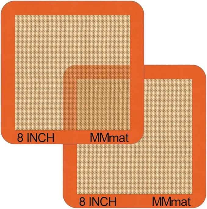 Silicone Baking Mats Set of 2 Square Non-Stick Reusable Air Fryer Linner - Best German Silicone - 8 inch
