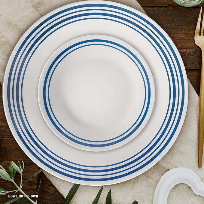 Corelle Vitrelle 18 Piece Glass Dinnerware Sets Service for 6, Triple Layer Chip & Crack Resistant Glass Plate and Bowl Sets, Laila