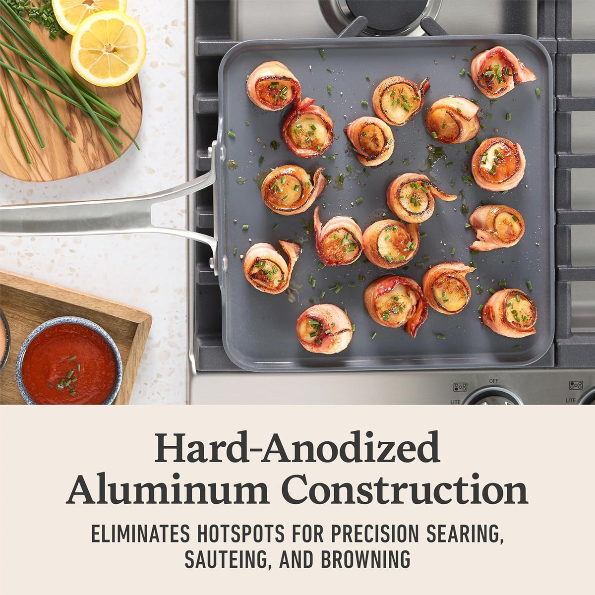 Calphalon® Premier Ceramic Nonstick 11" Square Griddle, Mushroom Grey