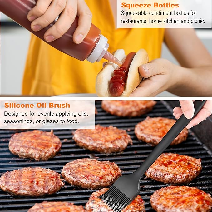 grilljoy Professional Griddle Accessories Kit Set with Smash Burger Press - Extra Thick Grill Spatula, Turner, Flipper - 38PCS Flat Top Grill Tools Kit for Outdoor Barbecue Teppanyaki Camping Cooking