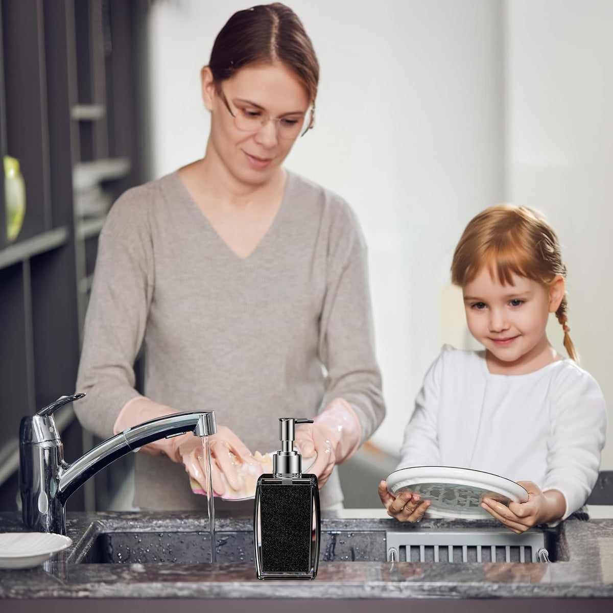 Purple Soap Dispenser with Refillable Plastic Pump for Bathroom Sink or Kitchen Counter, Ideal for Hand Soap, Liquid Soap, Dish Soap, or Lotion Use