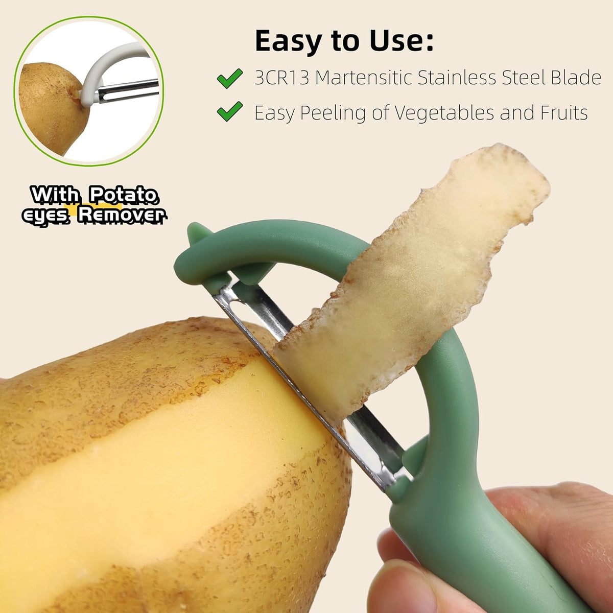Trez Treamer 6-Piece Vegetable Peelers for Kitchen,Stainless Steel Apple Peeler Set for Veggie Carrot Fruit Zucchini Cucumber Peeler Sharp Potatoes & Potato Peeler Bulk with Non-Slip Handle (P)