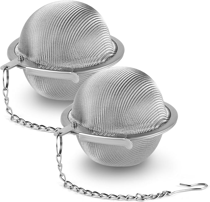 304 Stainless Steel Tea Strainers for Loose Tea Infuser Ball, Extra-Fine Mesh Tea Ball, Tea Holder Loose Leaf Tea Steeper, Tea Diffuser for Rooibos, Black Tea, Herbal & Spices (Small x 2)