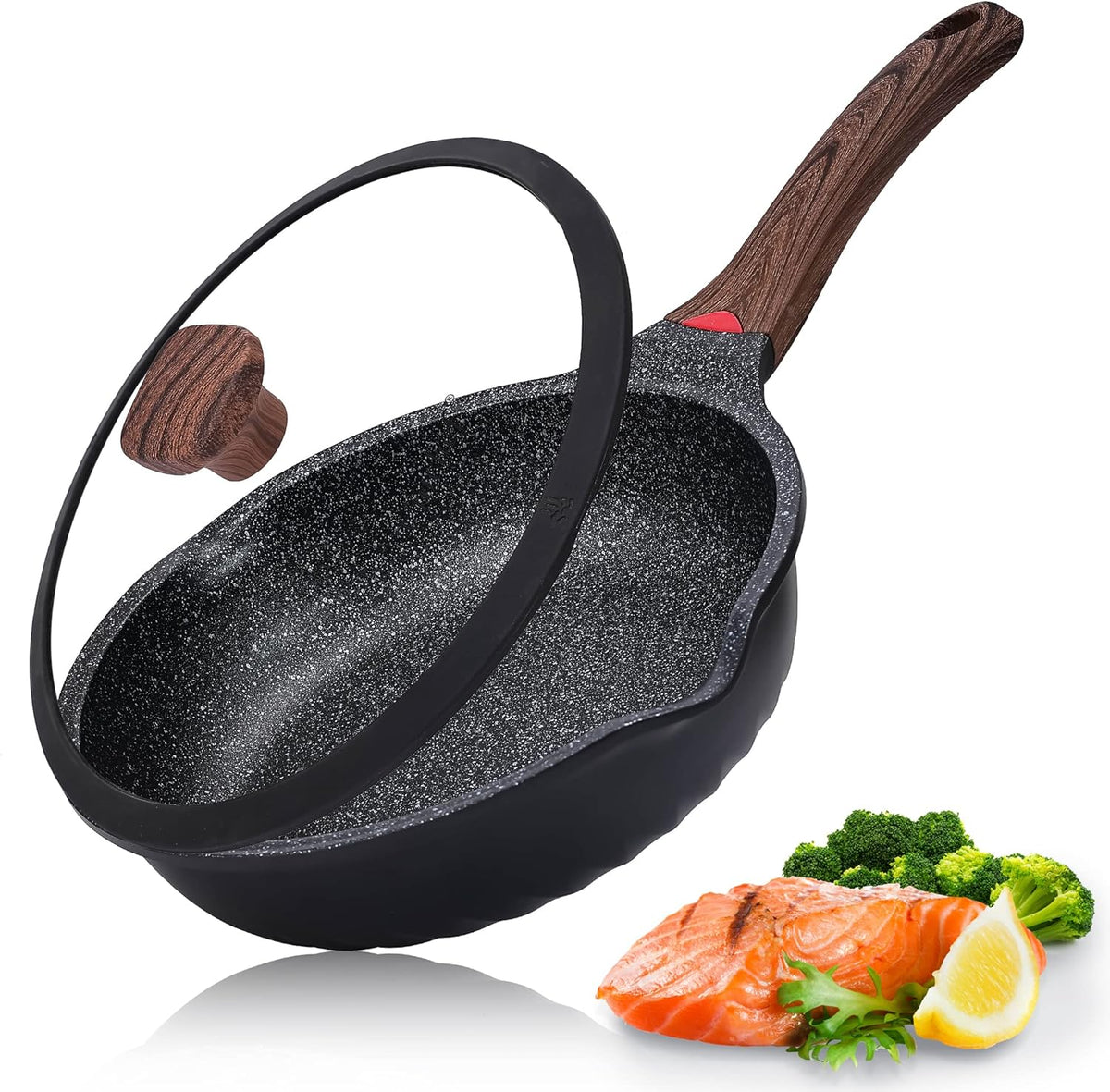 Vinchef Nonstick Deep Frying Pan Saute Pan with Lid, 10in/3Qt Skillet Pan, German 3C+ Ceramic Coating Technology, Aluminum Casting, Induction Compatible