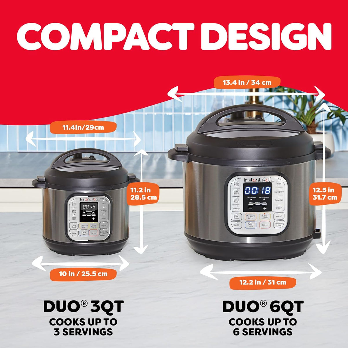 Instant Pot Duo 7-in-1 Mini Electric Pressure Cooker, Slow Rice Cooker, Steamer, Sauté, Yogurt Maker, Warmer & Sterilizer, Includes Free App with over 1900 Recipes, Stainless Steel, 3 Quart