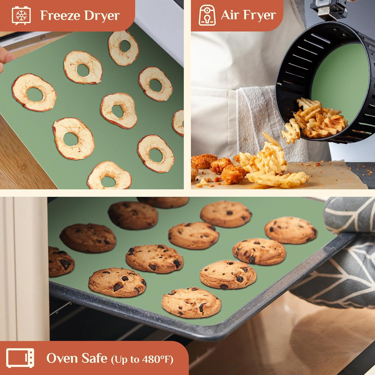 Silicone Baking Mat, 12 IN x 6 FT Free Cutting Baking Sheet,Non-Stick Reusable Dough & Pastry Mat,Non-Slip Silicone Mat Roll for Air Fryer Liner,Freeze Dryer,Oven Baking Pan,Kitchen Counter