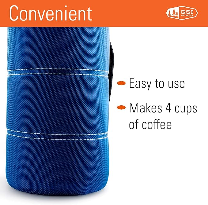 GSI Outdoors, 30 Fl Oz JavaPress, French Press Coffee Maker for Camping and Travel, Blue