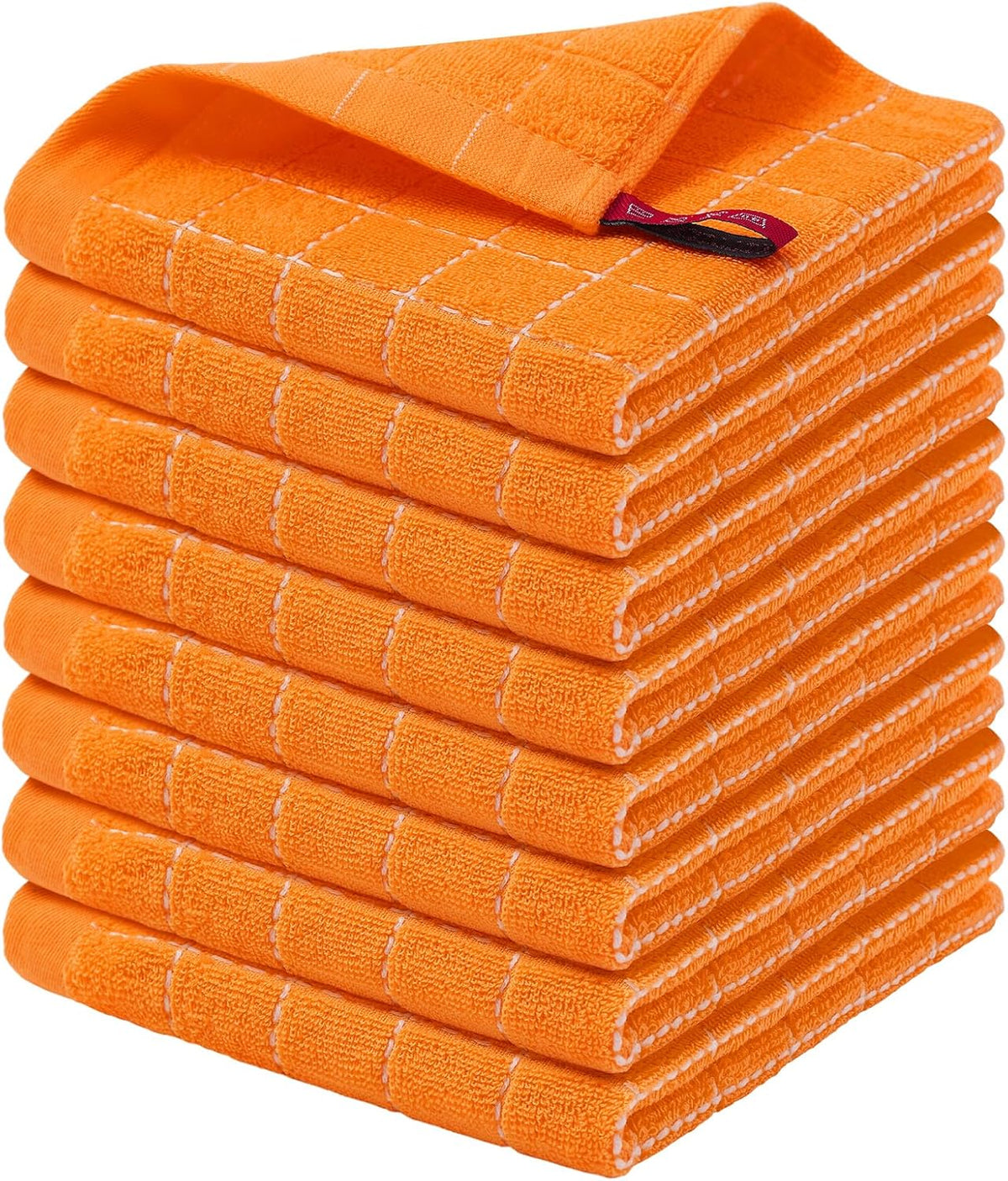 Homaxy 100% Cotton Terry Kitchen Dish Cloths, Ultra Soft and Absorbent Dish Towels for Kitchen, Perfect for Drying and Washing Dishes, 8 Pack, 12 x 12 Inches, Orange