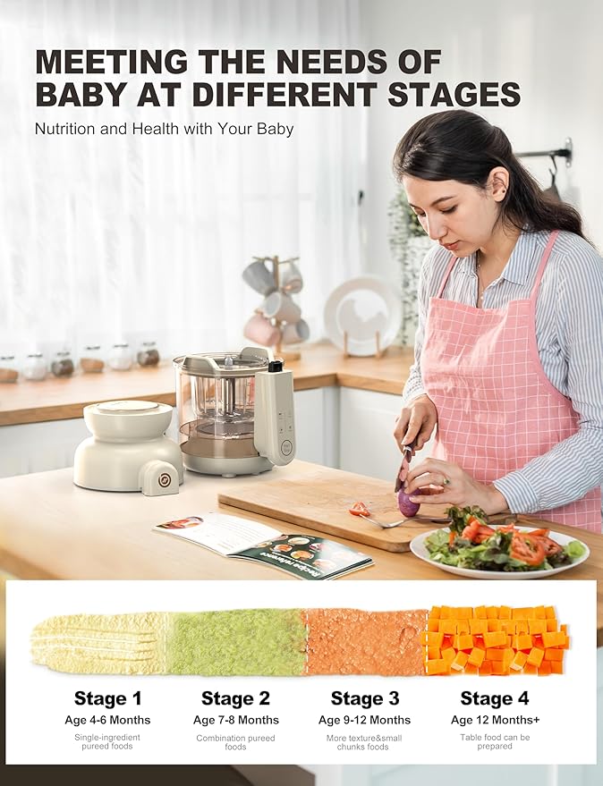 Auto Baby Food Maker, Glass Baby Food Mill, Baby Blender & Steamer and Puree Maker with Auto Cooking, Easy Cleaning, Touch Screen, Dishwasher Safe(12oz)