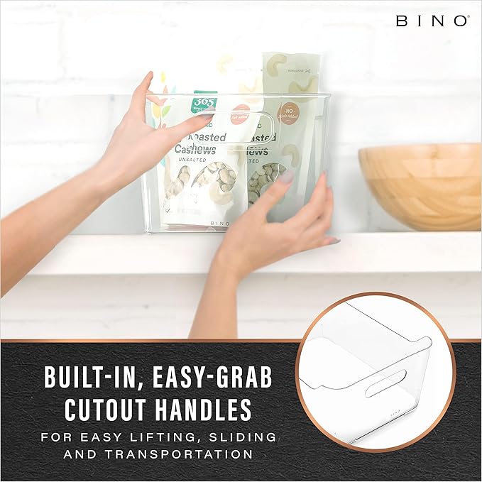 BINO | Plastic Organizer Bins, X-Small - 4 Pack | THE SOHO COLLECTION | Multi-Use Organizer Bins | Pantry & Freezer Bin | Plastic Storage Containers | Bin for Home & Kitchen Org