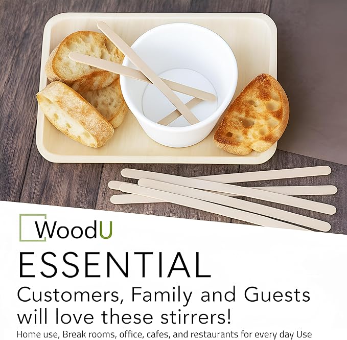 Wooden Coffee Stirrers 7.5" 1000 pcs - Birchwood Stir Sticks for Coffee, Cocktails and More